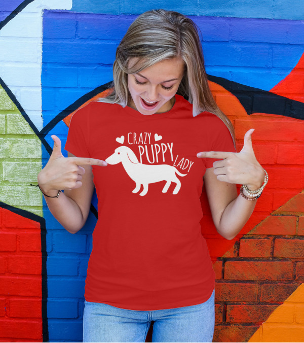 CRAZY PUPPY LADY Dachshund Heart T-Shirt