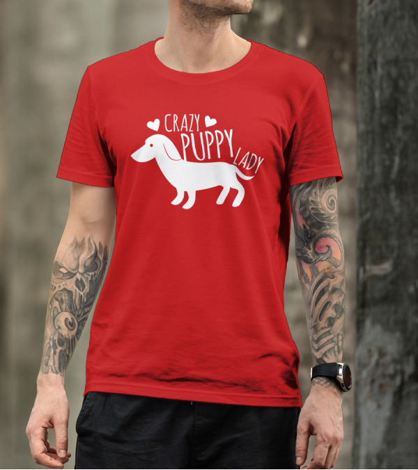 CRAZY PUPPY LADY Dachshund Heart T-Shirt
