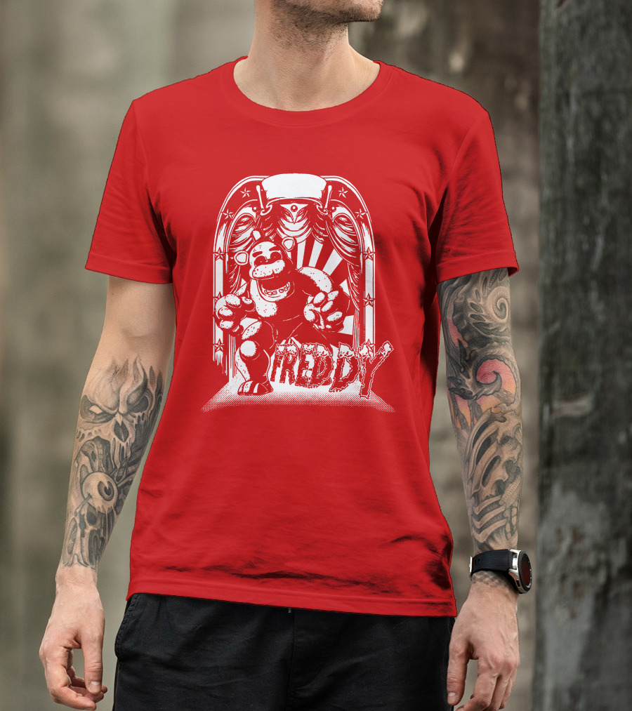 Freddy Fazbear Curtain Stage Retro Archway-style T-Shirt