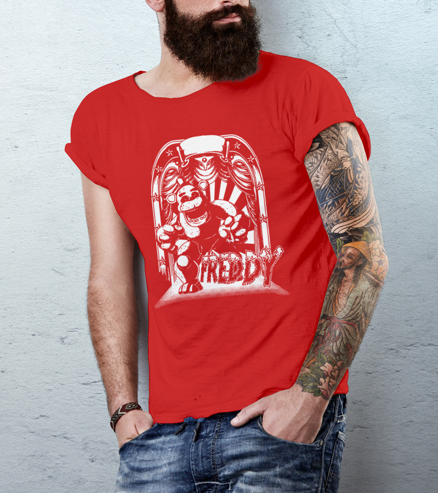 Freddy Fazbear Curtain Stage Retro Archway-style T-Shirt