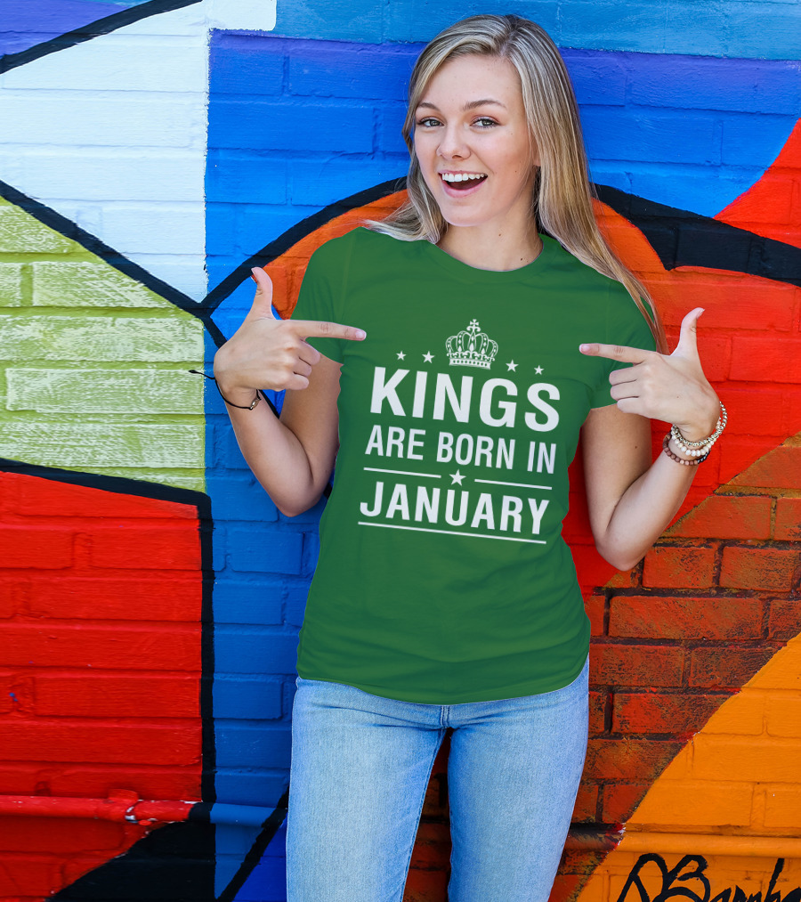 Kings Are Born In January Crown Stars T-Shirt