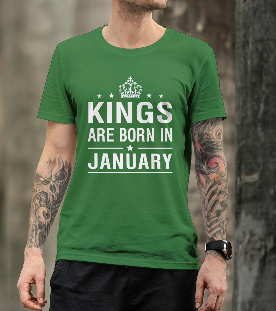 Kings Are Born In January Crown Stars T-Shirt