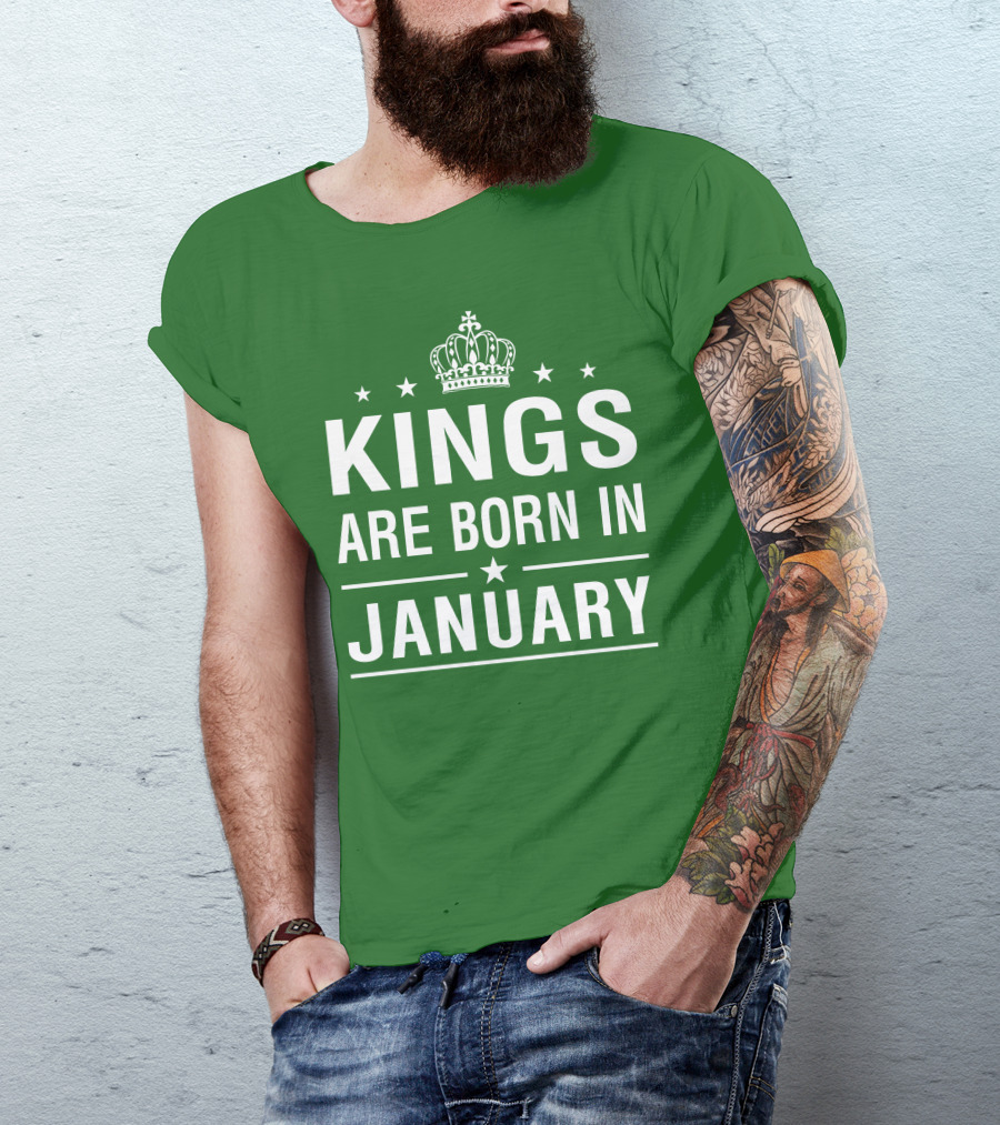 Kings Are Born In January Crown Stars T-Shirt