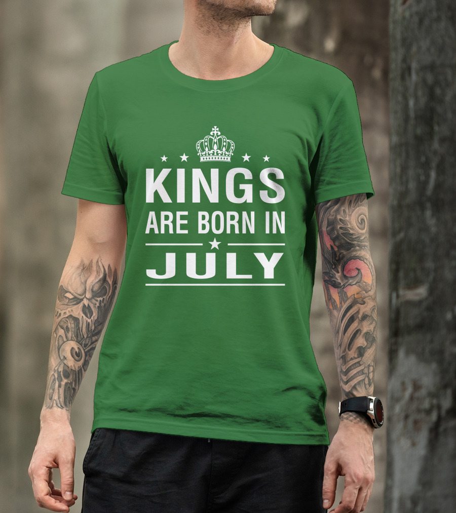 Kings Are Born In July Crown Stars T-Shirt