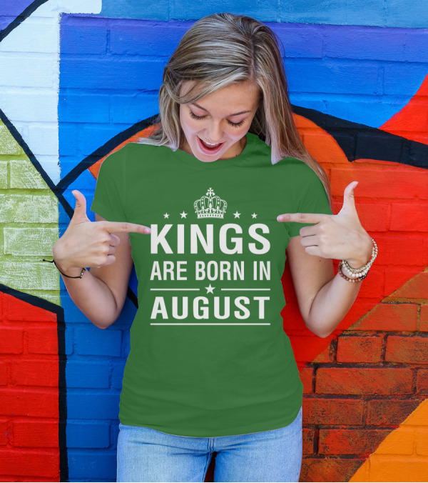 Kings Are Born In August Crown And Stars T-Shirt