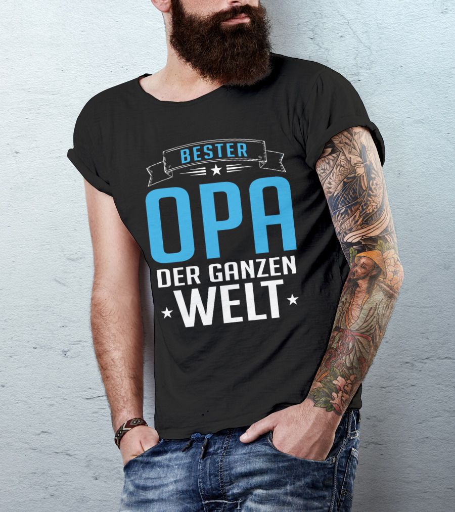 Bester Opa Der Ganzen Welt Stars Banner T-Shirt