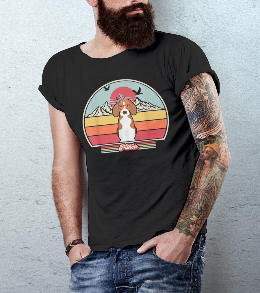 Paws And Punch Beagle Sunset Mountain T-Shirt