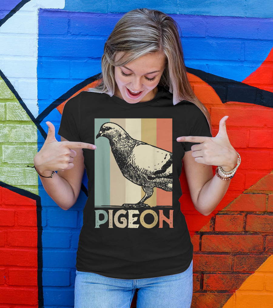 Pigeon Breeder Racing Retro Bird Stripes T-Shirt