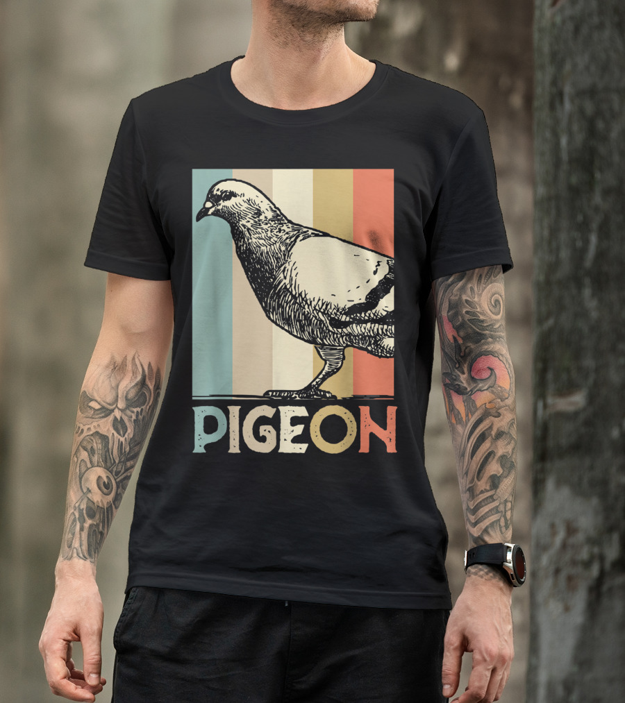 Pigeon Breeder Racing Retro Bird Stripes T-Shirt