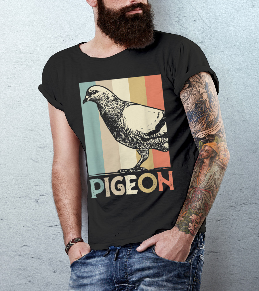 Pigeon Breeder Racing Retro Bird Stripes T-Shirt