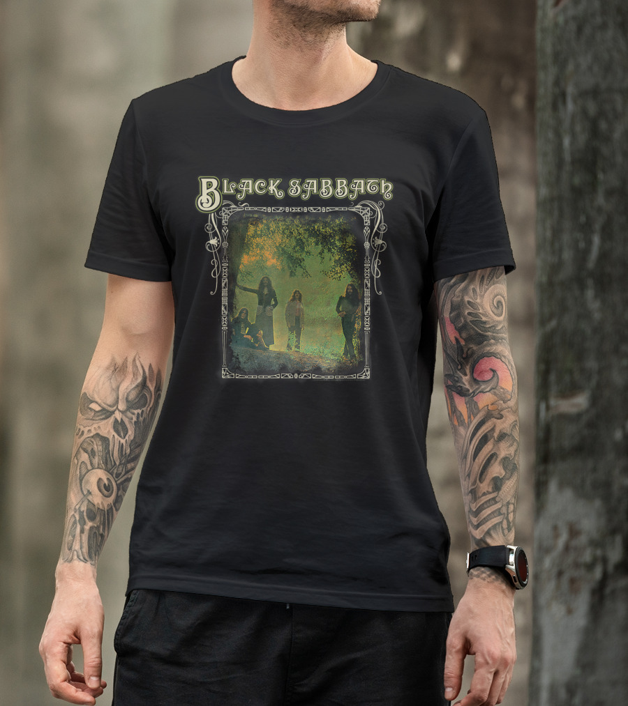 Black Sabbath Trees Photo Framed Band Image T-Shirt