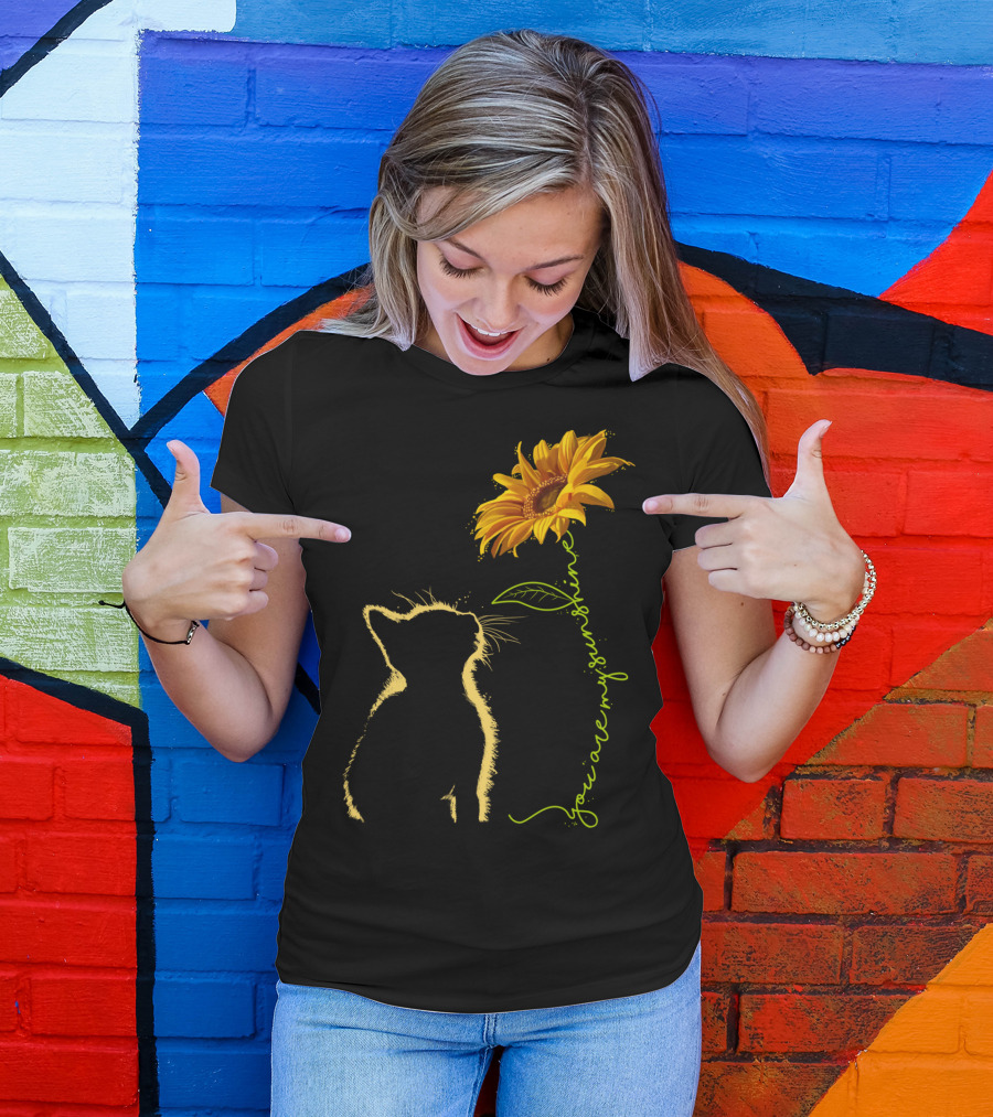 Cat You Are My Sunshine Cat And Sunflower T-Shirt