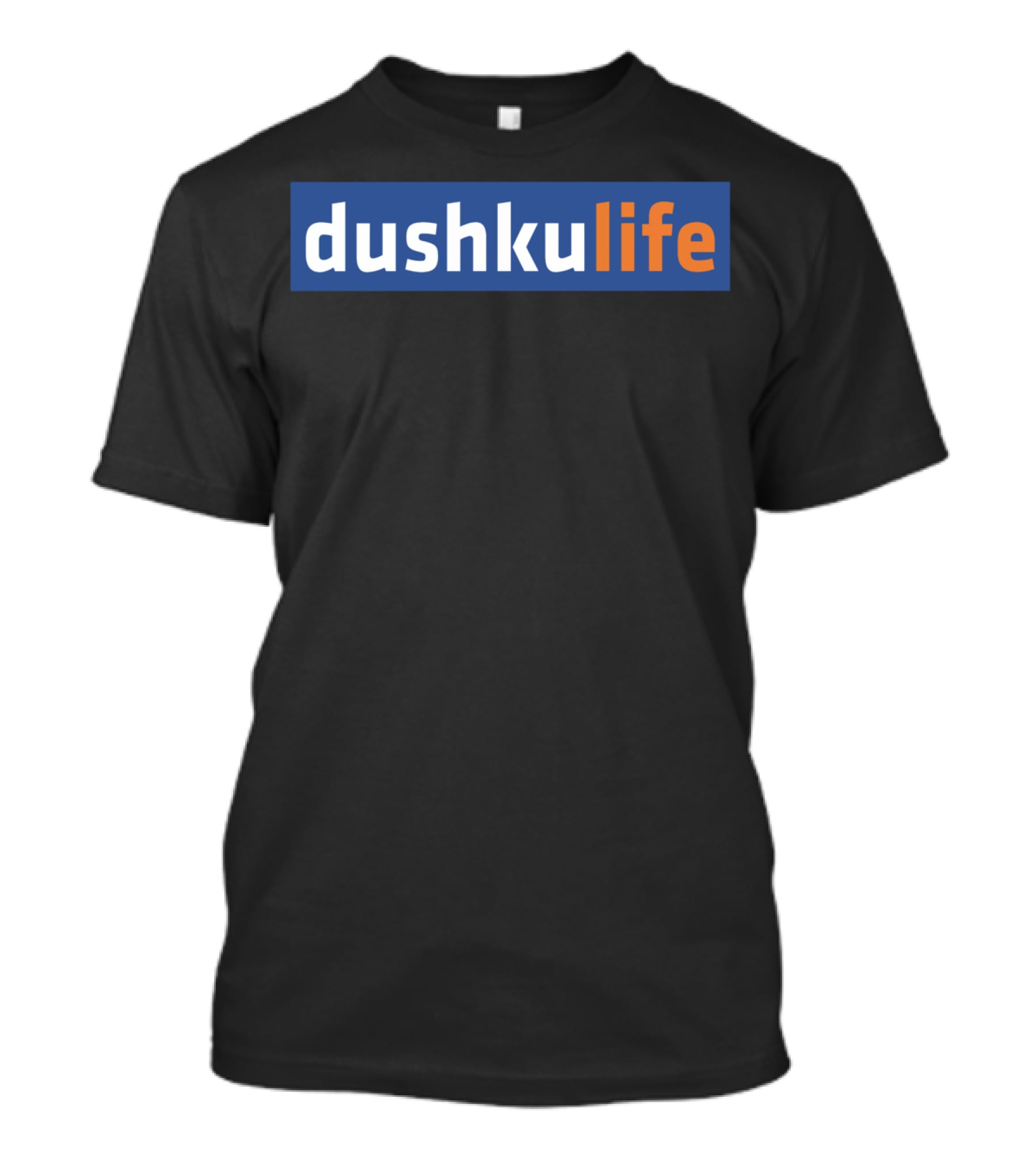 Dushkulife Logo Style Text In Orange And Blue T-Shirt