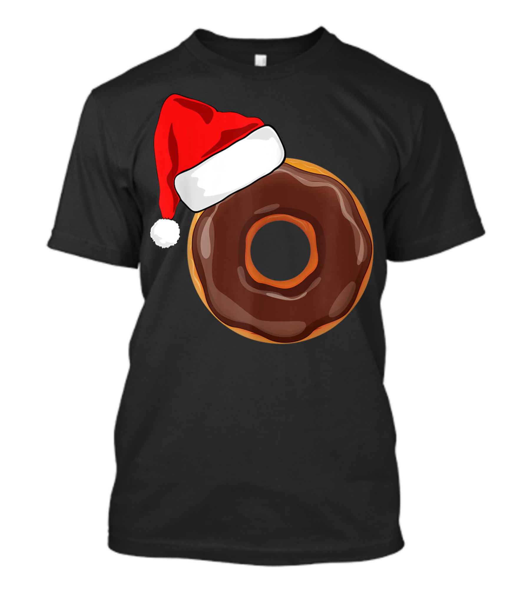 Santa Hat Chocolate Donut Christmas Humor T-Shirt