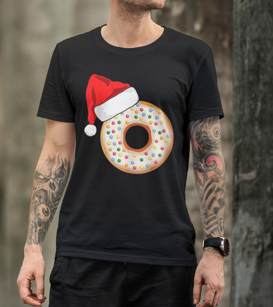 Funny Donut Santa Hat With Sprinkles T-Shirt