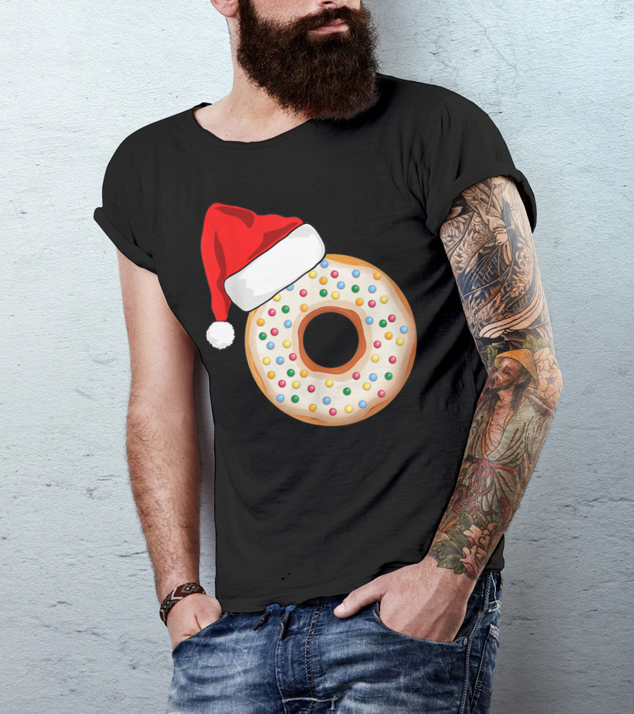 Funny Donut Santa Hat With Sprinkles T-Shirt