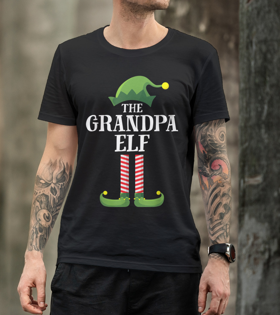 The Grandpa Elf Christmas Holiday Group Matching Family T-Shirt