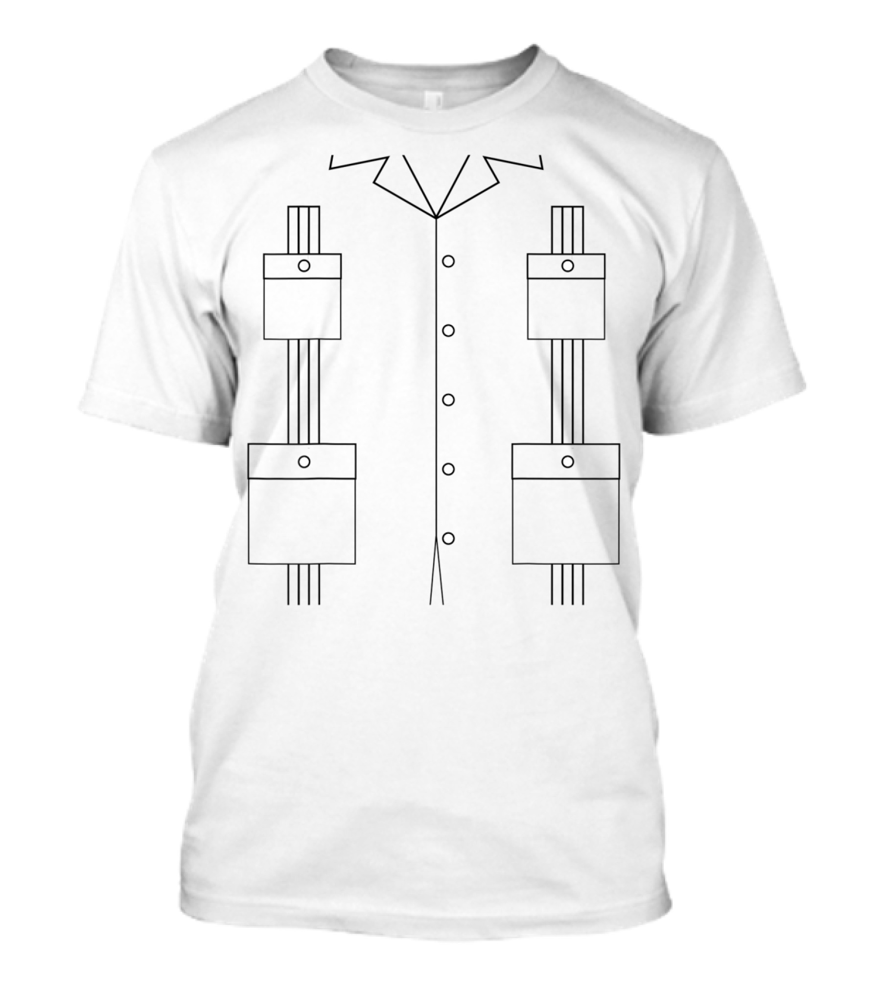 Guayabera Traditional Cuban Style Four Pocket T-Shirt