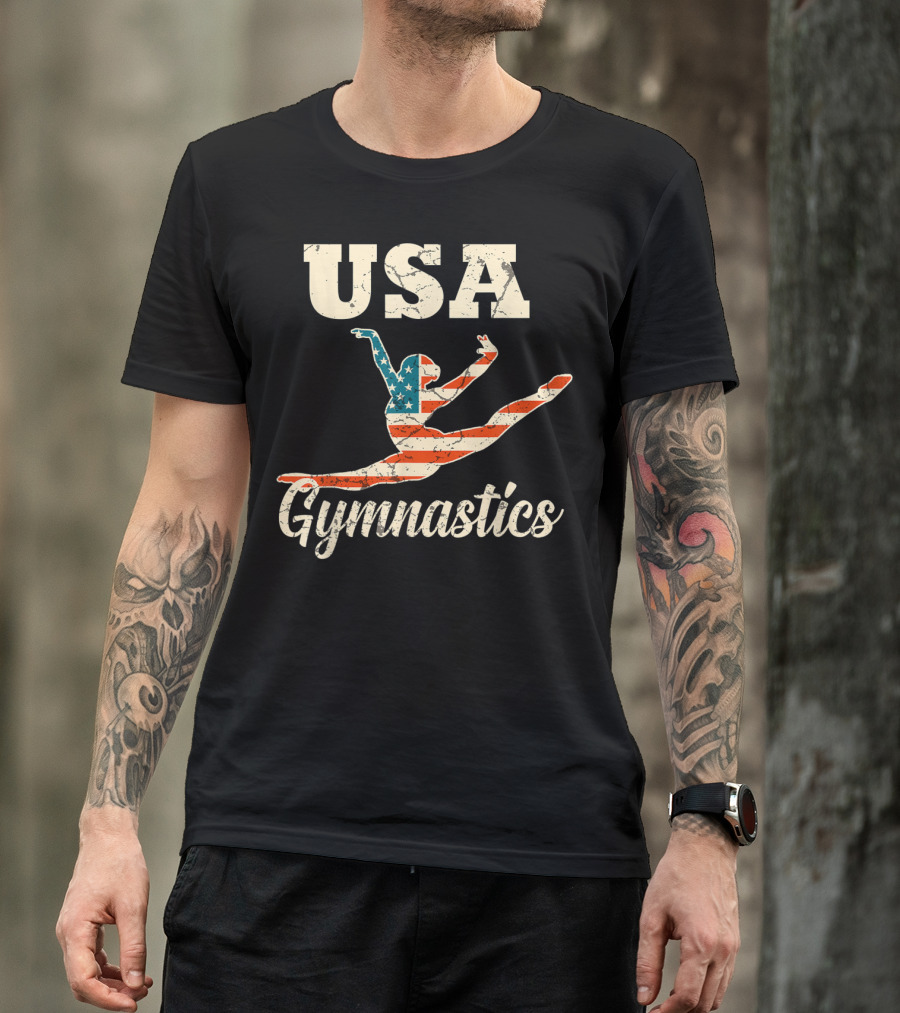 USA Gymnastics American Flag Gymnast T-Shirt