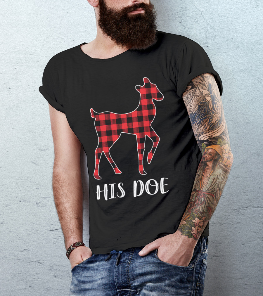 His Doe Red Buffalo Plaid Deer T-Shirt
