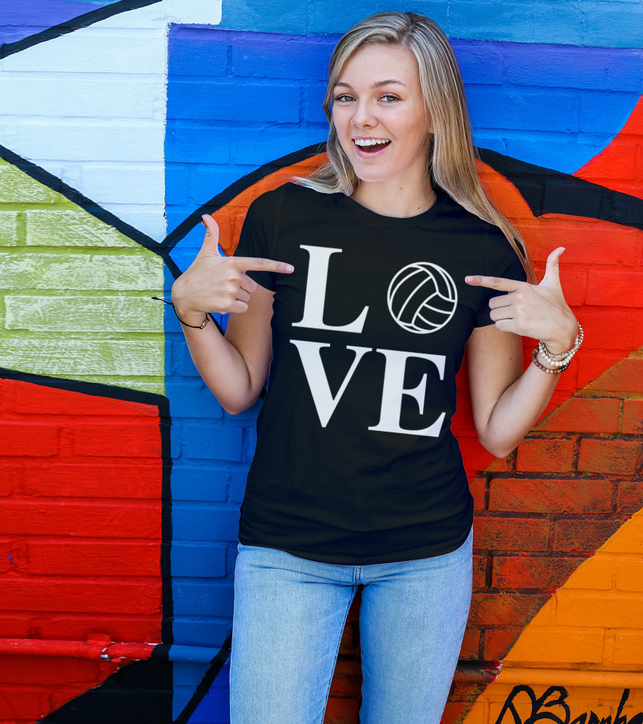 Love Volleyball Ball Symbol Typography T-Shirt