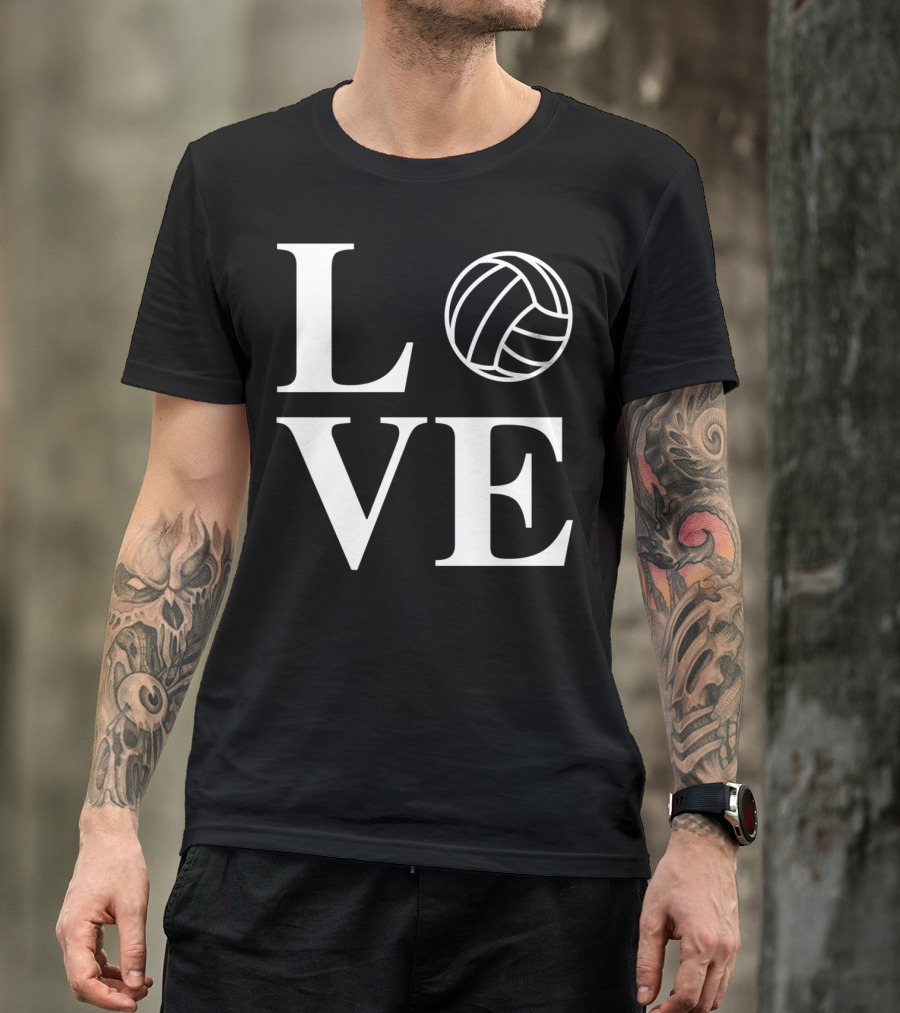 Love Volleyball Ball Symbol Typography T-Shirt