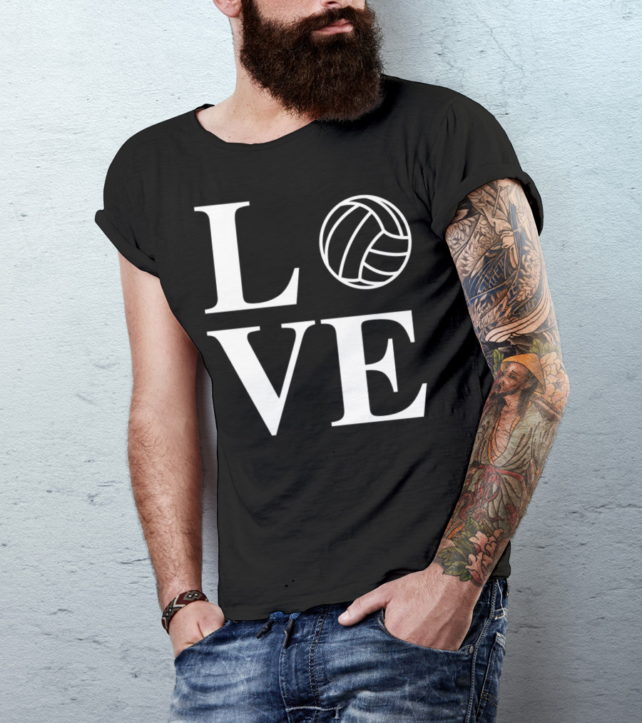 Love Volleyball Ball Symbol Typography T-Shirt