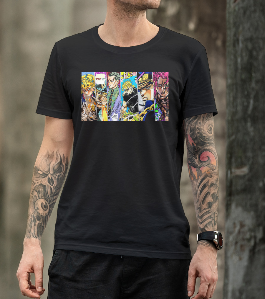 Jojo's Bizarre Adventure Characters Collage Comic Strip T-Shirt