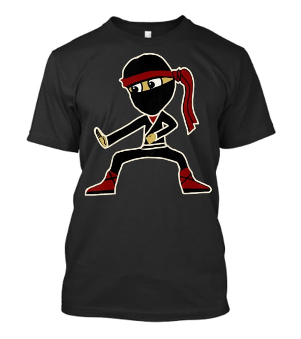 Kids Boys Toddler Cute Ninja Black Mask Red Headband Karate Stance T-Shirt