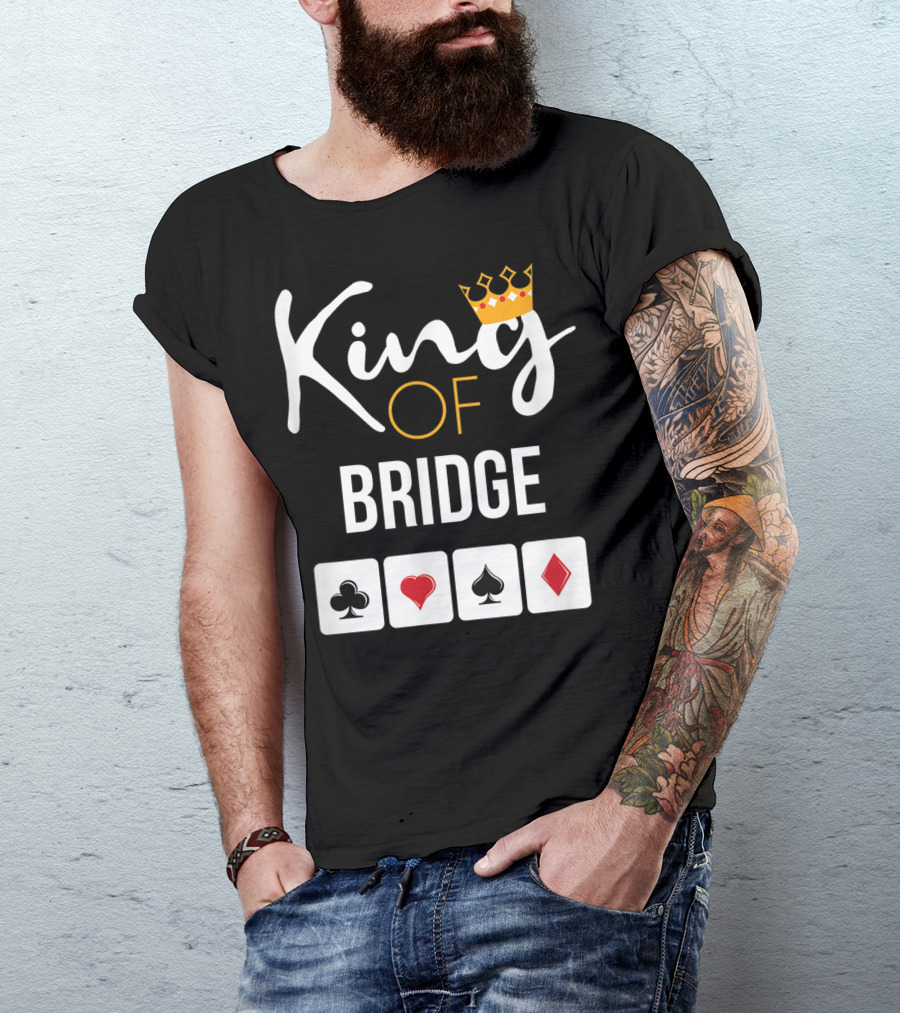 King Of Bridge Card Game Lover With Suit Symbols T-Shirt