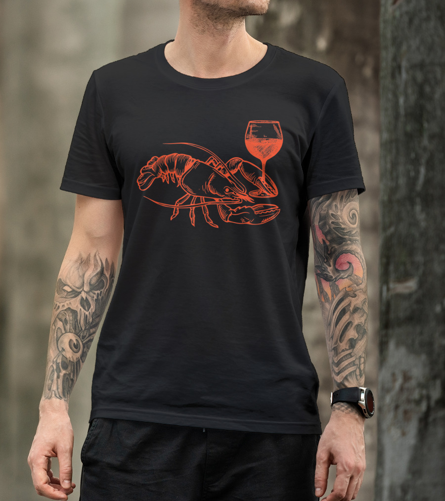 Lobster Wine Drinking Funny Summer Vacation T-Shirt