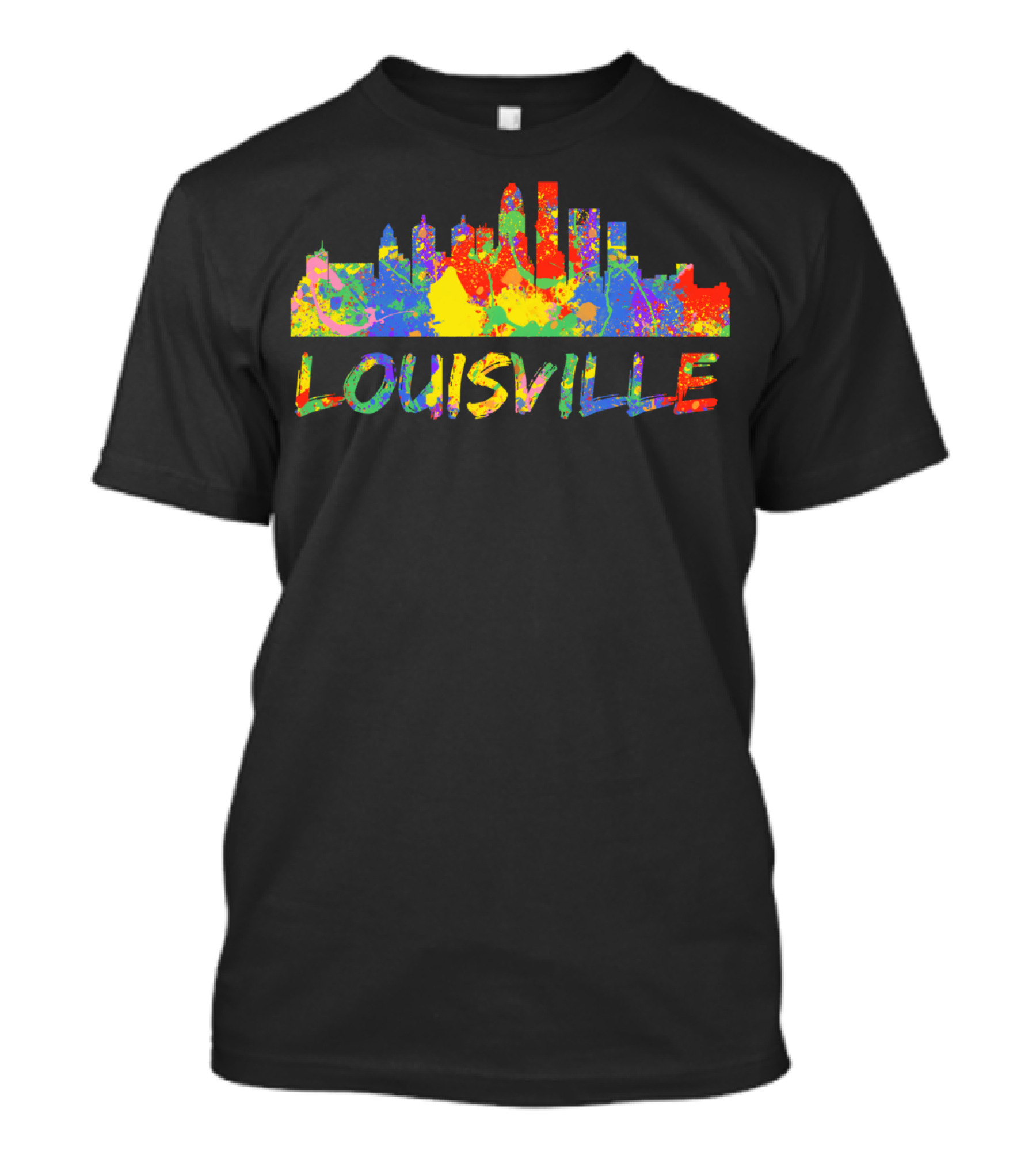 Louisville Rainbow Skyline Colorful Cityscape T-Shirt