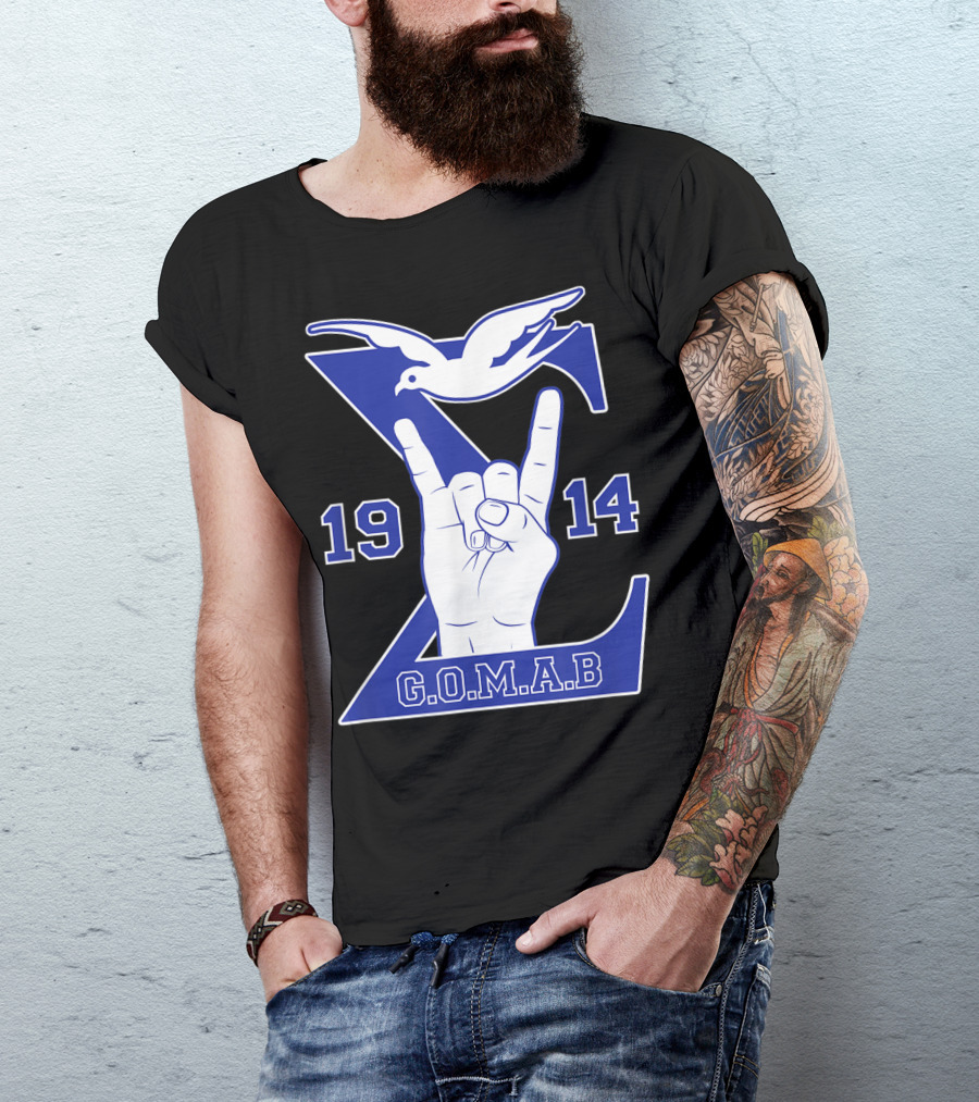 1914 Sigma Dove Hand Sign G.O.M.A.B Blue T-Shirt