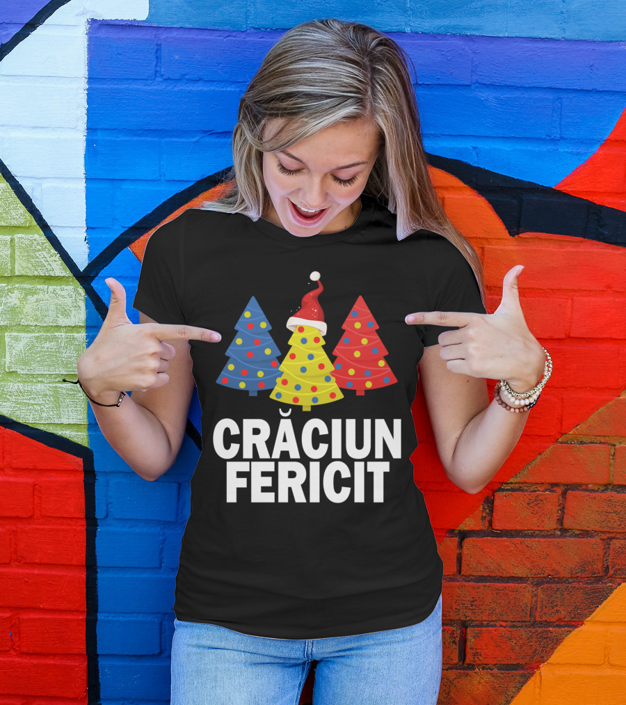 Crăciun Fericit Merry Christmas Romanian Trees Romania Lovers T-Shirt