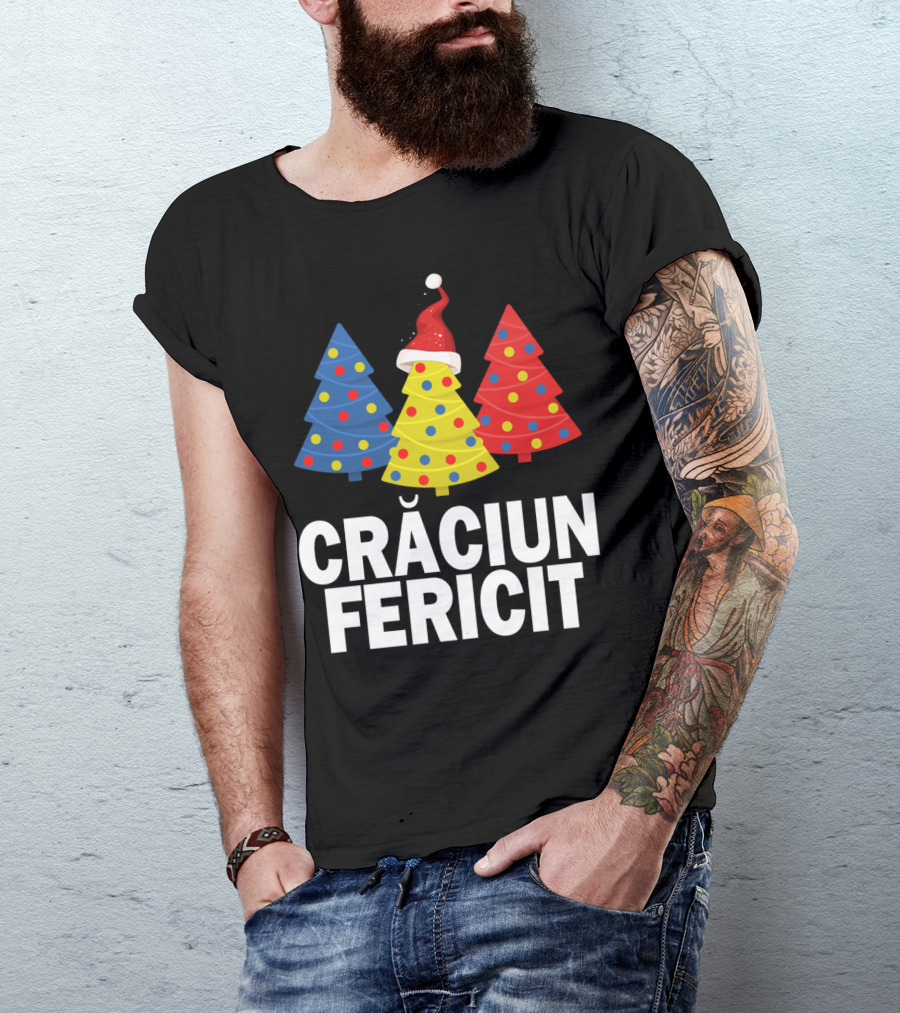 Crăciun Fericit Merry Christmas Romanian Trees Romania Lovers T-Shirt