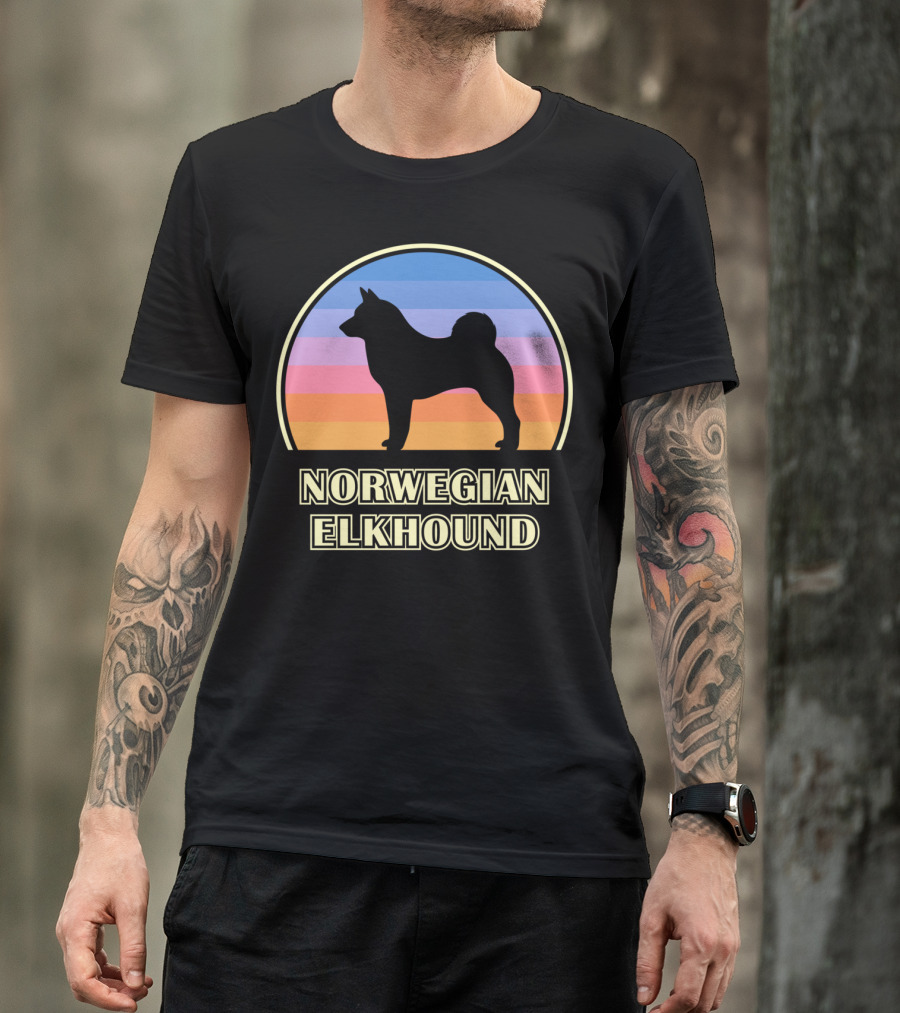 Norwegian Elkhound Vintage Sunset T-Shirt
