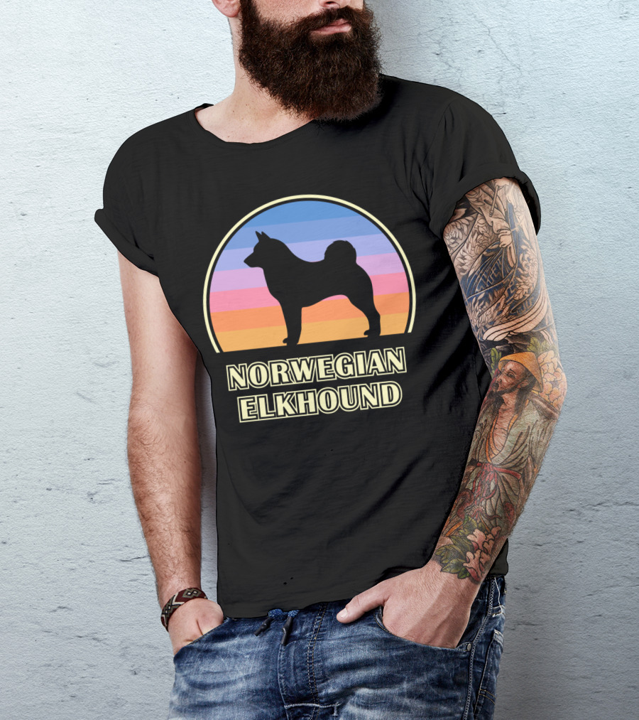 Norwegian Elkhound Vintage Sunset T-Shirt