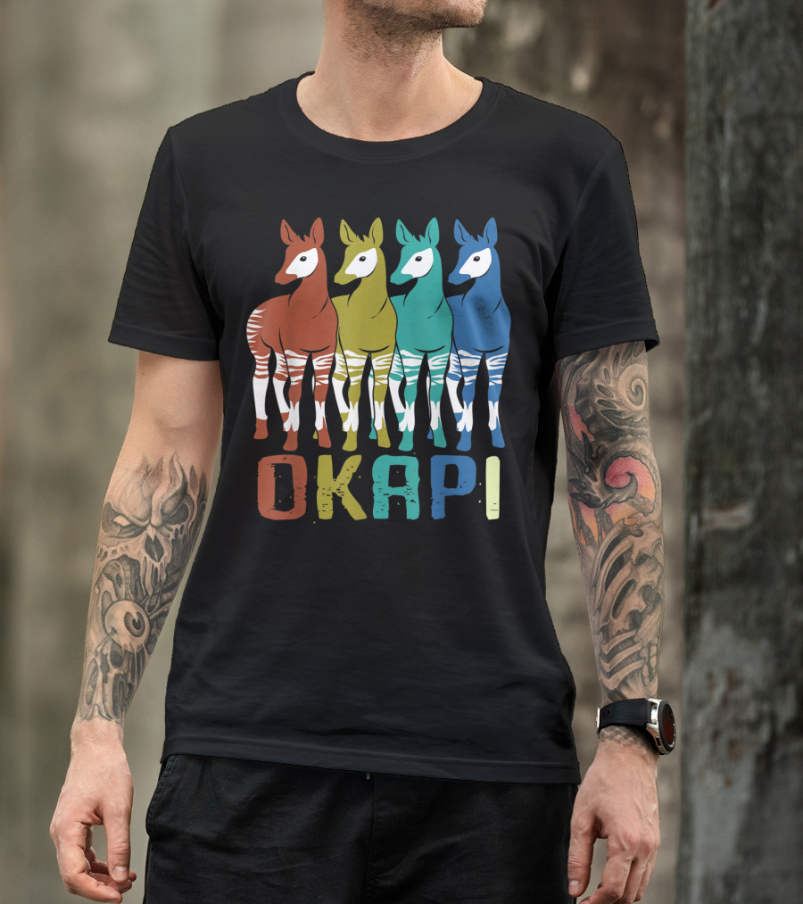 Okapi Family Colorful Okapi Flock T-Shirt