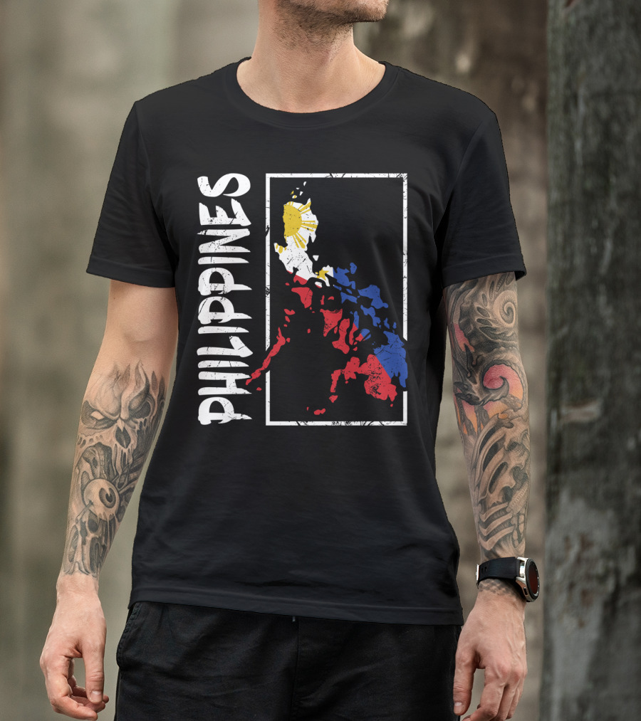 Philippines Flag Map And Filipino Pride T-Shirt