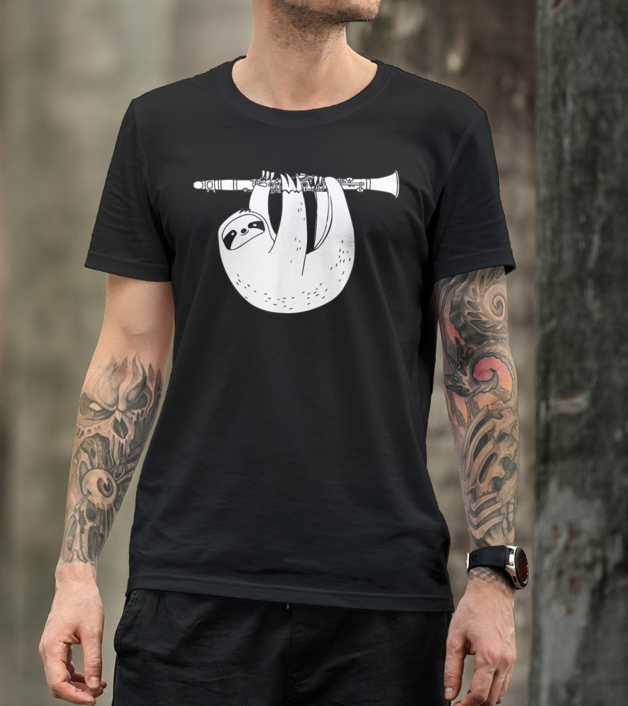 Sloth Hanging On Clarinet T-Shirt