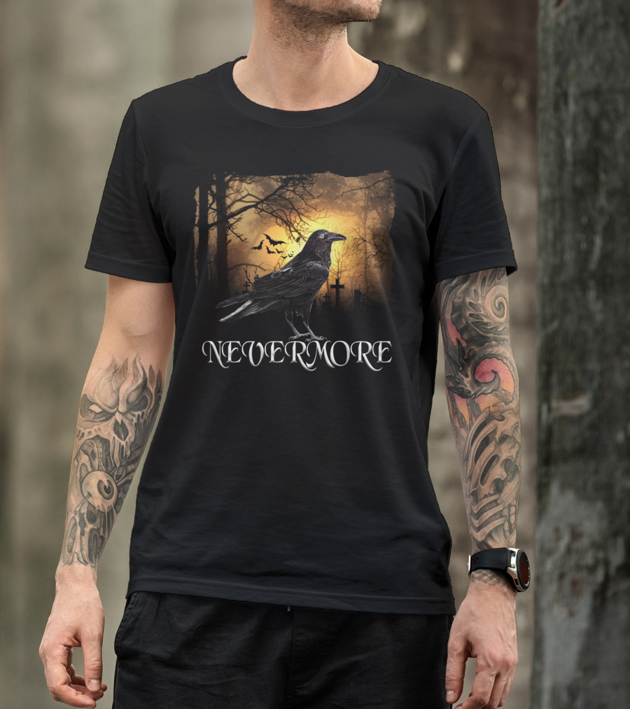 Nevermore Raven Spooky Creepy Edgar Allan Poe T-Shirt