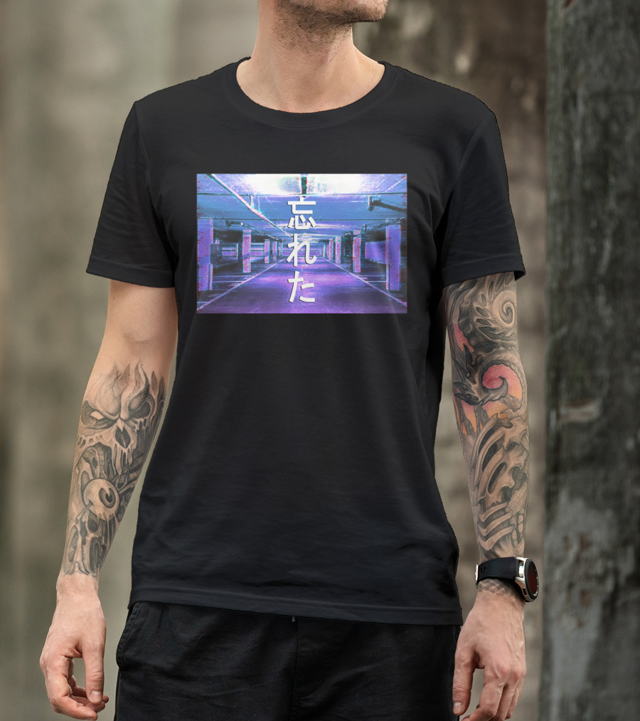 Forgotten Vaporwave Aesthetic Underground Parking Scene Japanese Text T-Shirt