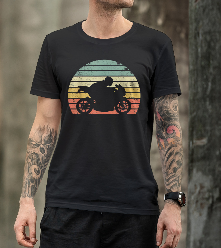 Vintage Biker Motorcycle Retro Sunset T-Shirt
