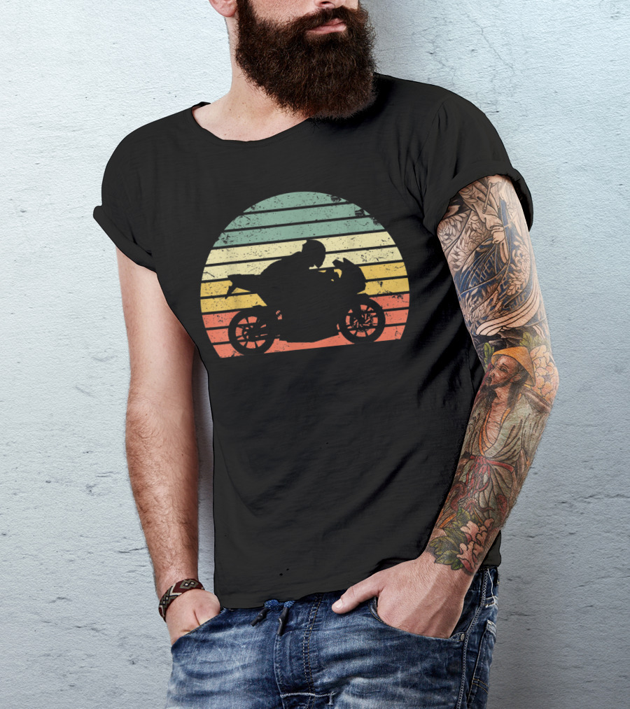 Vintage Biker Motorcycle Retro Sunset T-Shirt