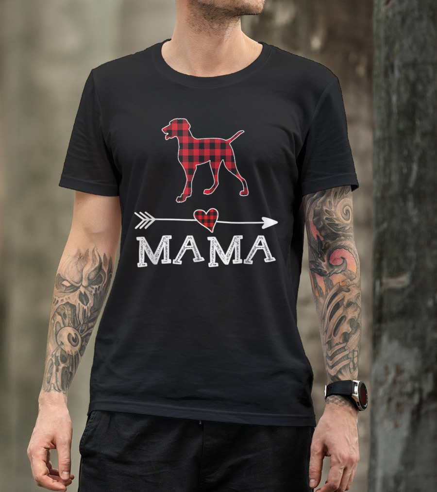 Red Plaid Weimaraner Heart Mama Dog Arrow T-Shirt