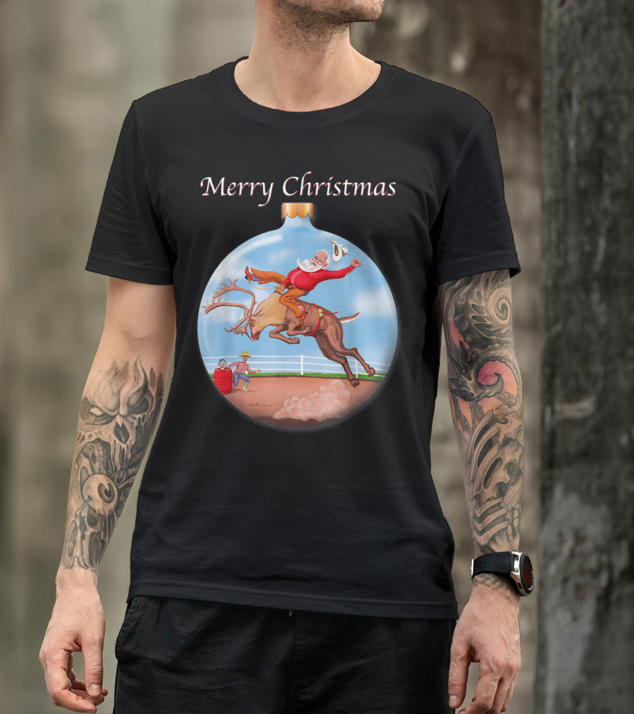Merry Christmas Santa Claus Riding Rudolph T-Shirt
