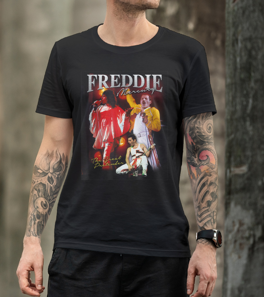 Freddie Mercury The Great Pretender Concert Image Montage T-Shirt
