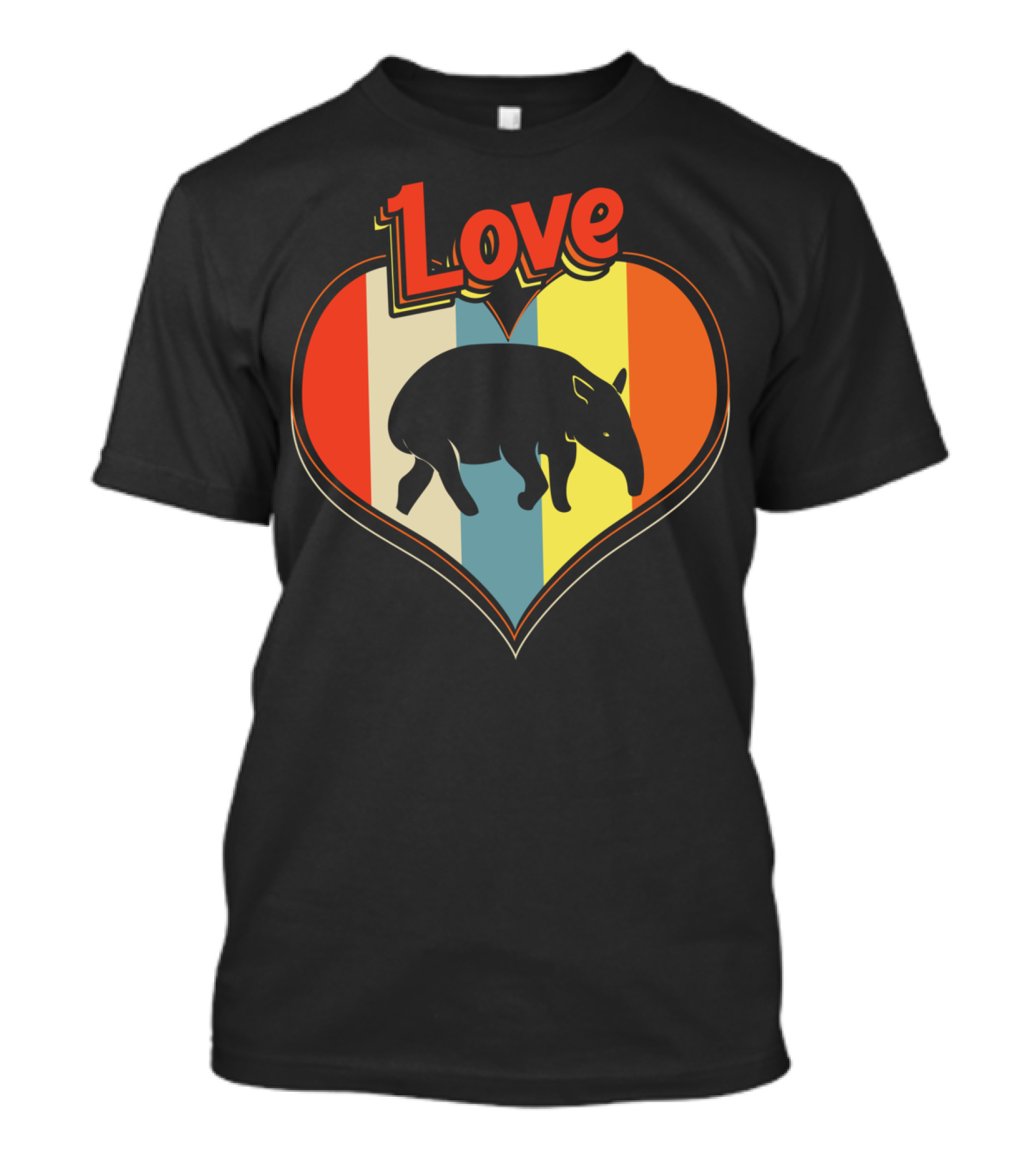 Love Heart Tapir Vintage Stripe T-Shirt