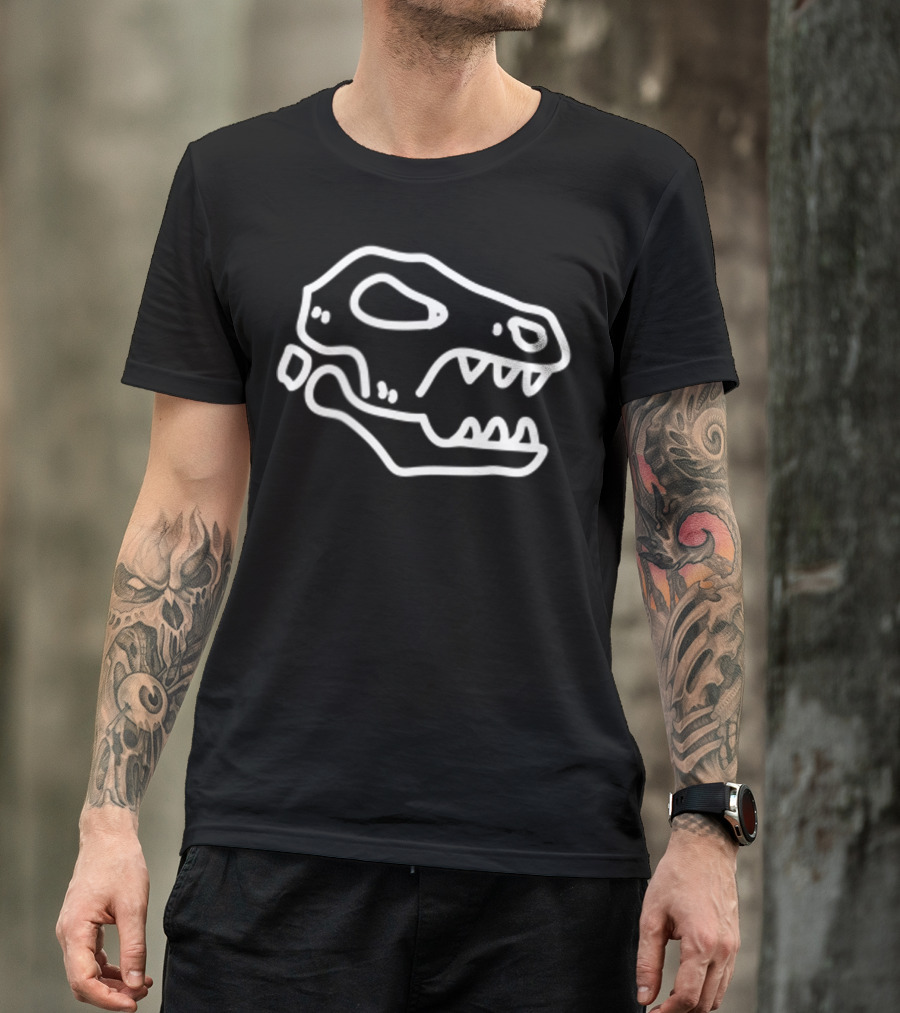 Trex Skull Fossil Kids Dinosaur Badge T-Shirt