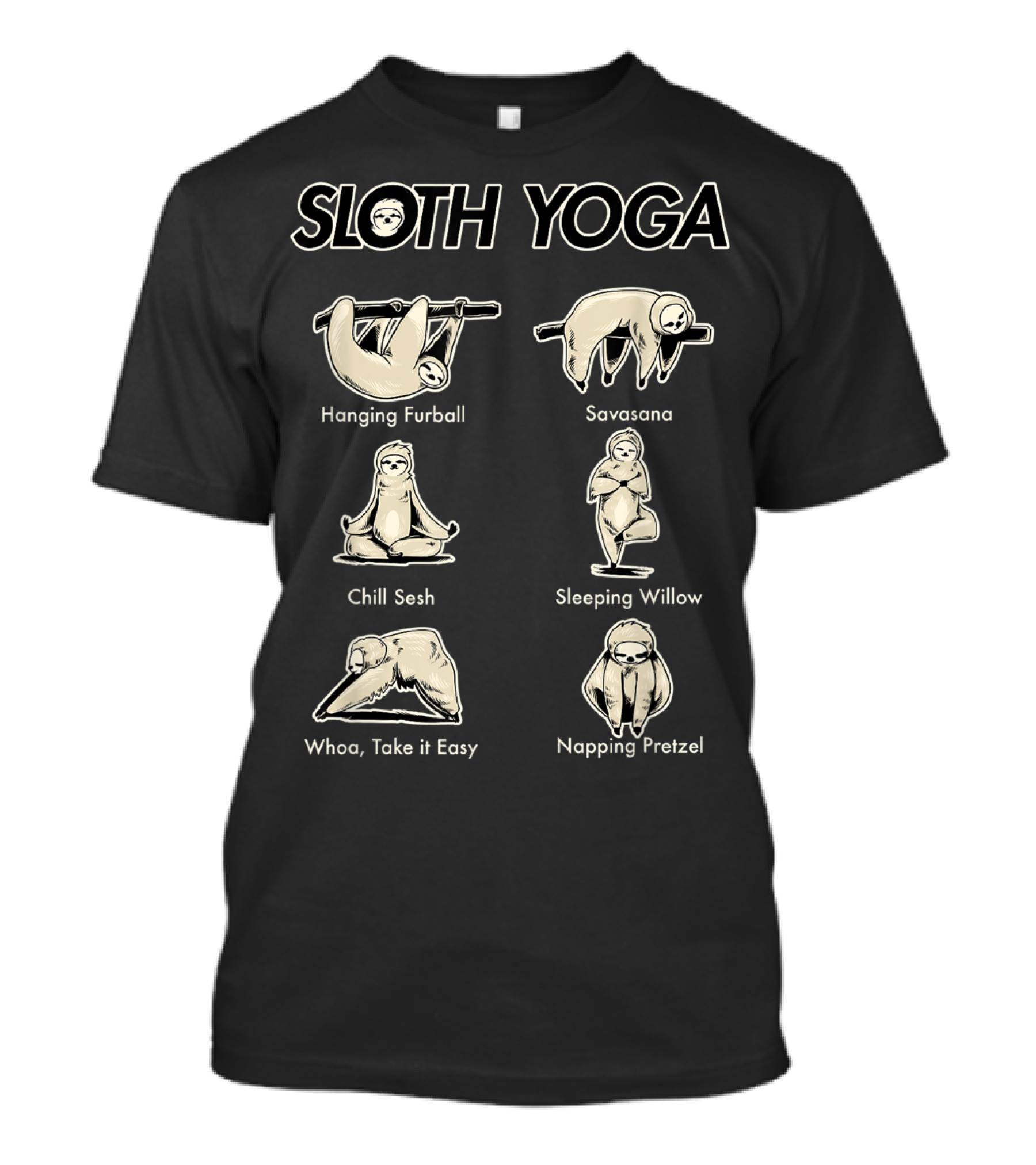 Vintage Funny Cute Sloth Yoga Lover Hanging Furball Savasana Chill Sesh Sleeping Willow Napping Pretzel T-Shirt